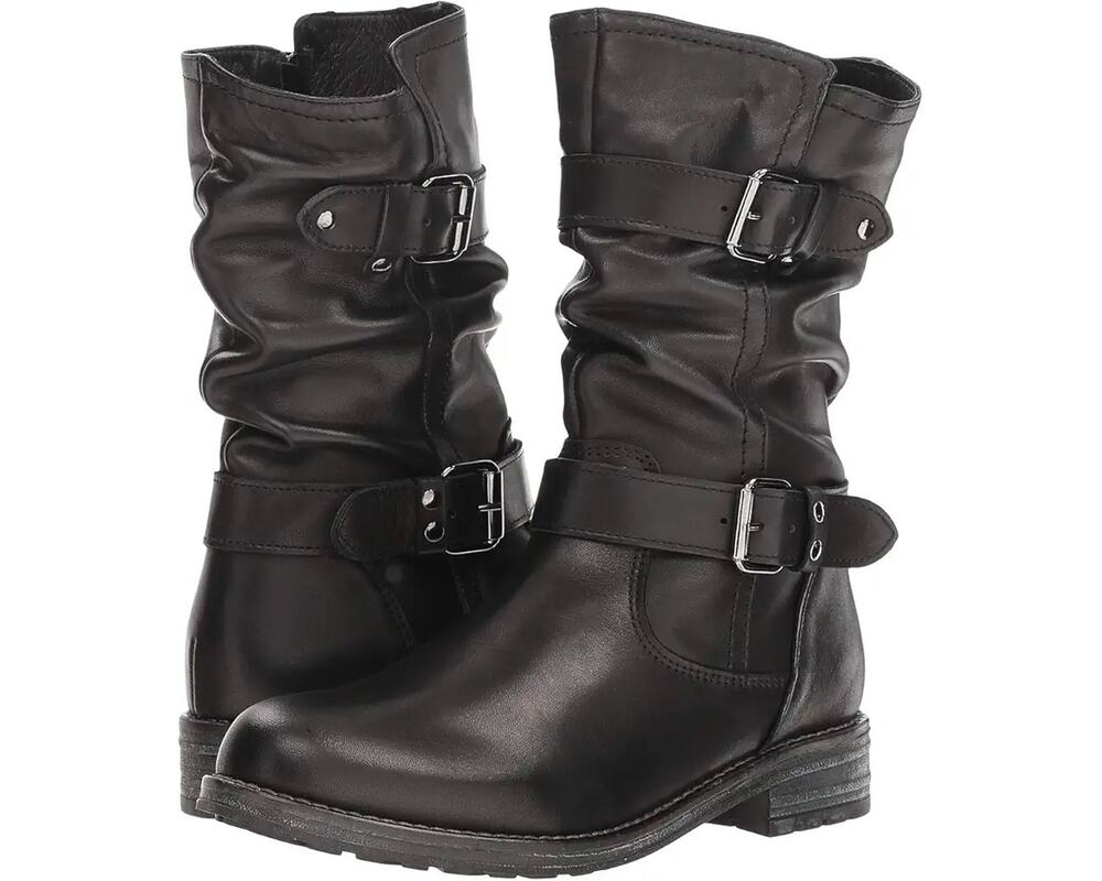 Eric Michael Womens Noelle Motorcycle Boots EU 42 US 11.5-12 Black Leather NWOB